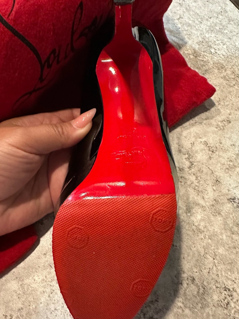 Christian Louboutin Black Patent Leather Platform Pumps with Red Soles - Picture 3 of 8